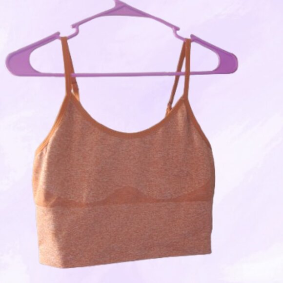 PINK Victoria's Secret active seamless lightly lined sports bra in orange-brown - Picture 1 of 5